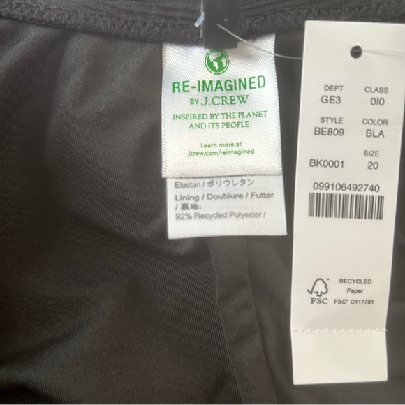 J Crew NEW Ribbed black Squareneck 1 Piece Swimsuit woman SZ 20 vacation BE809 - Picture 14 of 16